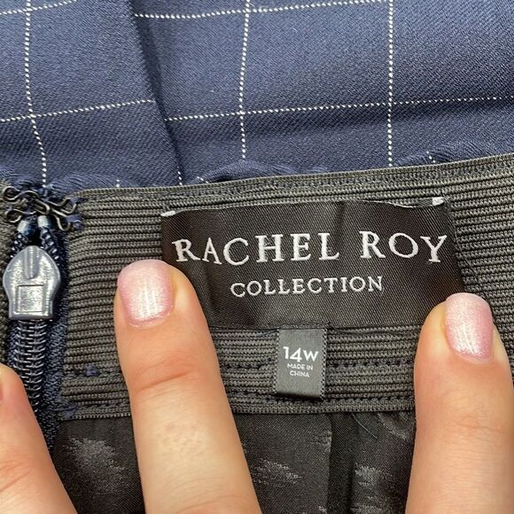 NWTS Rachel roy collection blue with while stripes midi skirt with slit effect - Picture 3 of 12